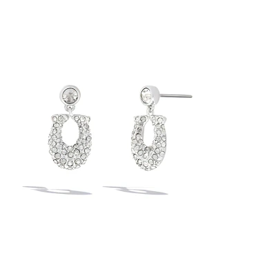 (Women) COACH Signature Pave Hoop Earrings for Women - Silver. CJ718-Q1E