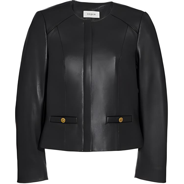 (Women) COACH Slim Fit Black Zipper Jacket 69019-BLK