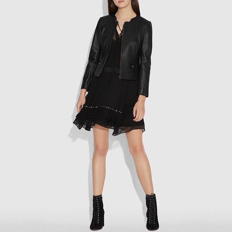 (Women) COACH Slim Fit Black Zipper Jacket 69019-BLK 圖 3