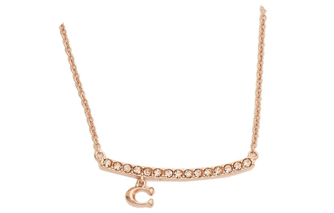 (Women) COACH Smile C Inlaid Lightweight Luxury Rose Gold Necklace for Women 91431-RGD