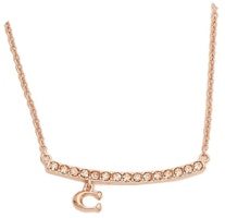 (Women) COACH Smile C Inlaid Lightweight Luxury Rose Gold Necklace for Women 91431-RGD (Women) COACH Smile C Inlaid Lightweight Luxury Rose Gold Necklace for Women 91431-RGD