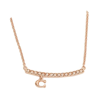 (Women) COACH Smile C Inlaid Lightweight Luxury Rose Gold Necklace for Women 91431-RGD