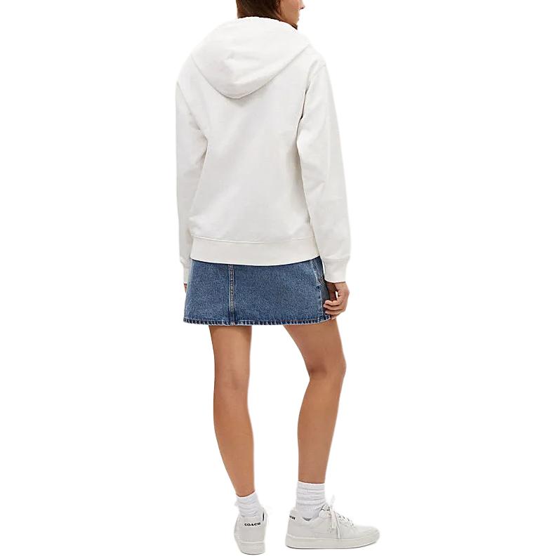 Shop (W) 코치 SS24 로고 프린트 스퀘어 후디 긴팔 스웻셔츠 화이트. CR039-WHT