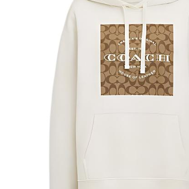 Purchase (W) 코치 SS24 로고 프린트 스퀘어 후디 긴팔 스웻셔츠 화이트. CR039-WHT