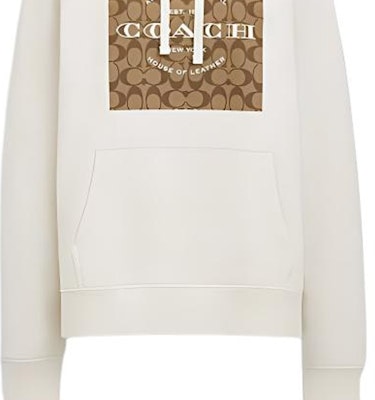 (W) 코치 SS24 로고 프린트 스퀘어 후디 긴팔 스웻셔츠 화이트. CR039-WHT Sizing (W) 코치 SS24 로고 프린트 스퀘어 후디 긴팔 스웻셔츠 화이트. CR039-WHT