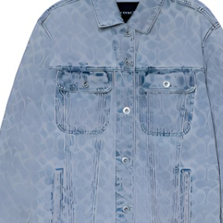 Sizing (W) COACH SS22 藍色印花單排扣長袖外套. C8787-DEN