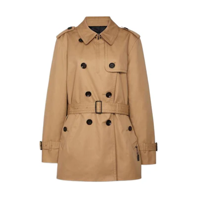 (Women) COACH SS22 Brown Solid Double-Breasted Trench Coat Long Sleeve Casual. F34022