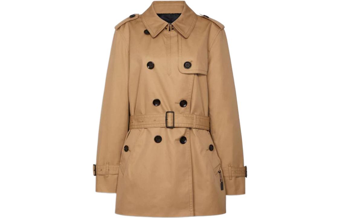 Order (Women) COACH SS22  Brown Solid Double-Breasted Trench Coat Long Sleeve Casual. F34022