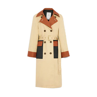 (Women) COACH SS22 Colorblock Mid-Length Trench Coat Multicolor. C9049-LKH