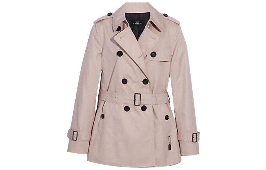 (Women) COACH SS22  Gray-White Double-Breasted Casual Long Sleeve Trench Coat F34022-C4Q