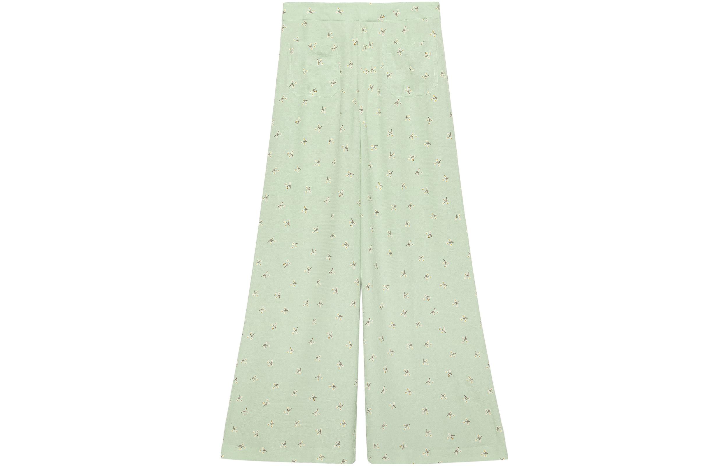 (Women) COACH SS22  Green Floral Print Straight-Leg Casual Pants CA711-GN