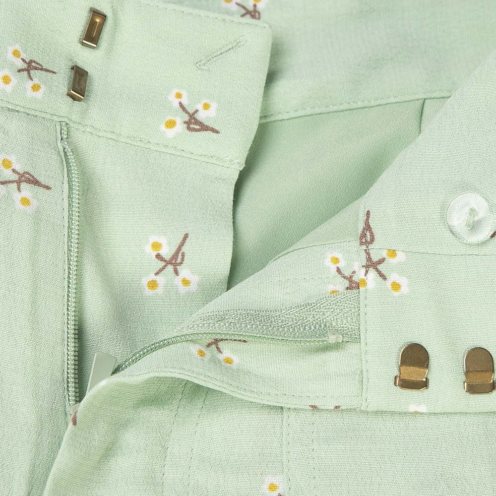 Cheap (W) コーチ SS22 グリーンフローラルプリント ストレートレッグカジュアルパンツ CA711-GN