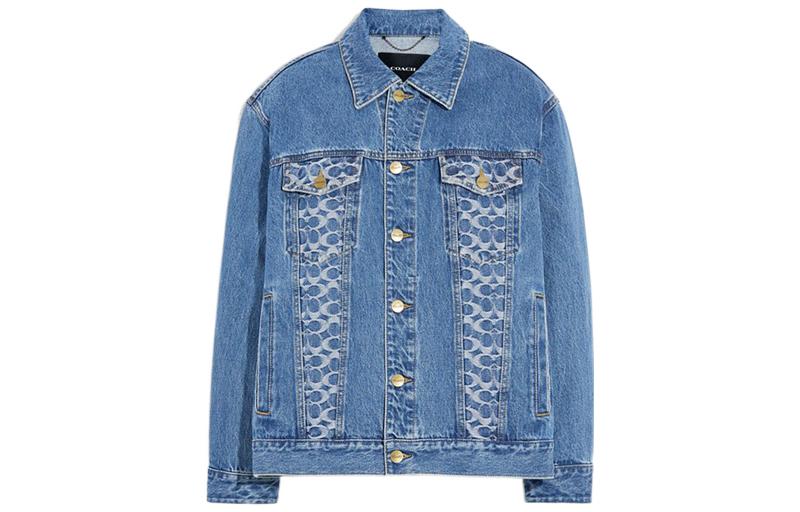 Order (Women) COACH SS22  Solid Color Denim Jacket in Indigo Blue. CA409-NJ7