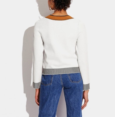 (W) 蔻驰 SS22 白色光学错觉细节圆领卫衣 CA396-IVO Shop (W) 蔻驰 SS22 白色光学错觉细节圆领卫衣 CA396-IVO