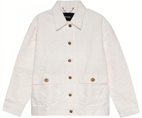 (W) COACH SS22 Jaket Lengan Panjang Putih Model Longgar Single-Breasted. CA706-UBY Buy (W) COACH SS22 Jaket Lengan Panjang Putih Model Longgar Single-Breasted. CA706-UBY