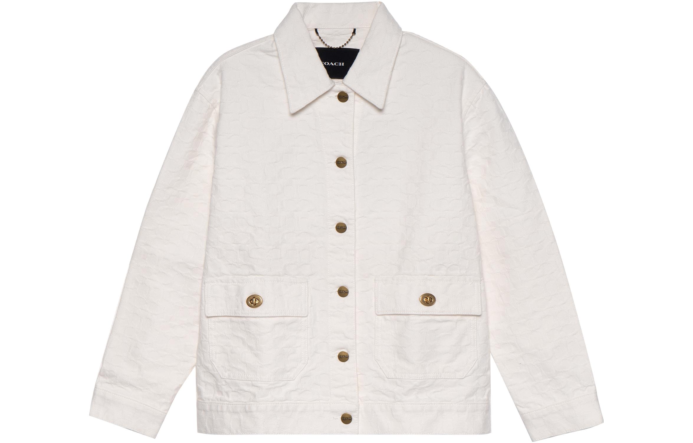 Order (W) COACH SS22 Jaket Lengan Panjang Putih Model Longgar Single-Breasted. CA706-UBY