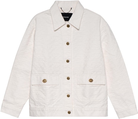 (W) COACH SS22 Jaket Lengan Panjang Putih Model Longgar Single-Breasted. CA706-UBY Order (W) COACH SS22 Jaket Lengan Panjang Putih Model Longgar Single-Breasted. CA706-UBY