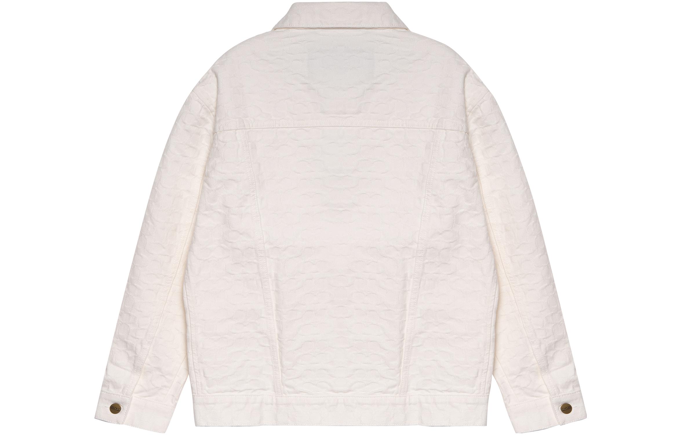 Lookbook (W) COACH SS22 Jaket Lengan Panjang Putih Model Longgar Single-Breasted. CA706-UBY