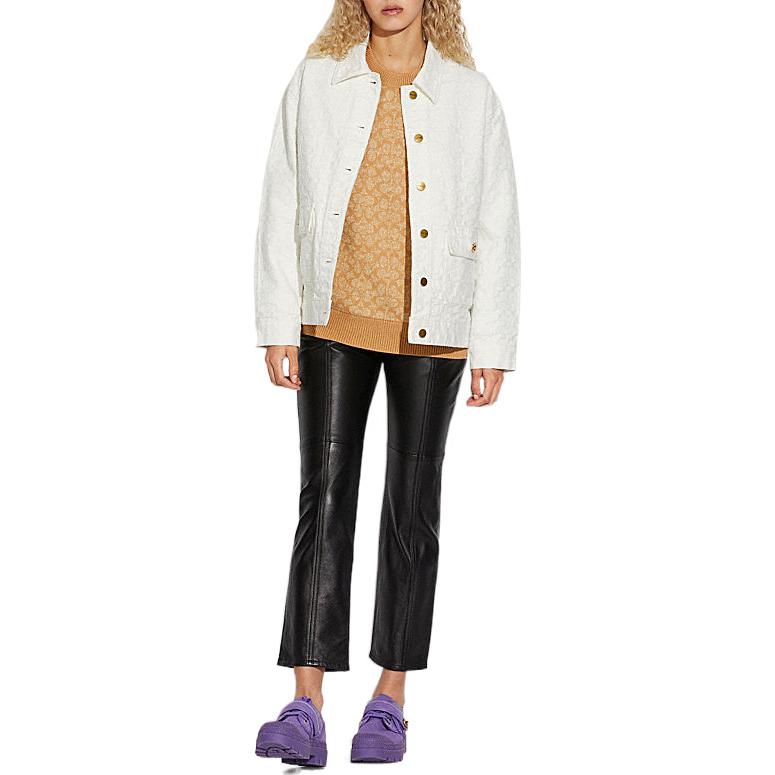 Shop (W) COACH SS22 Jaket Lengan Panjang Putih Model Longgar Single-Breasted. CA706-UBY