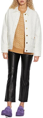 (W) COACH SS22 Jaket Lengan Panjang Putih Model Longgar Single-Breasted. CA706-UBY Shop (W) COACH SS22 Jaket Lengan Panjang Putih Model Longgar Single-Breasted. CA706-UBY