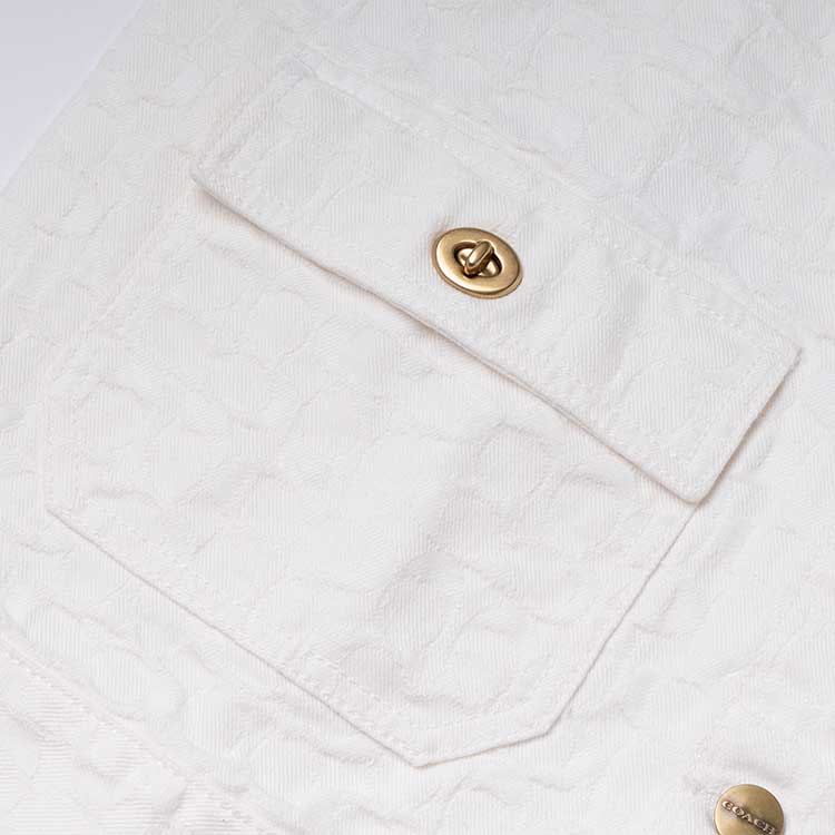 Details for (W) COACH SS22 Jaket Lengan Panjang Putih Model Longgar Single-Breasted. CA706-UBY