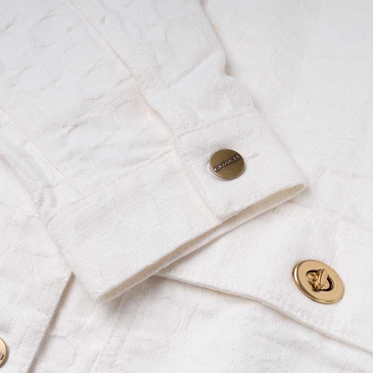 Sizing (W) COACH SS22 Jaket Lengan Panjang Putih Model Longgar Single-Breasted. CA706-UBY