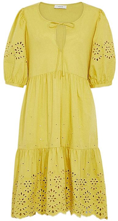 women-coach-ss-22-yellow-puff-sleeve-short-dress-ca-677-ylw