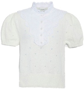 (W) 코치 SS22 레이스 칼라 퍼프 슬리브 셔츠 옐로우 CA685-IVO Order (W) 코치 SS22 레이스 칼라 퍼프 슬리브 셔츠 옐로우 CA685-IVO