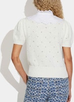 (W) COACH SS22 蕾絲領泡泡袖襯衫 黃色 CA685-IVO Shop (W) COACH SS22 蕾絲領泡泡袖襯衫 黃色 CA685-IVO