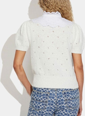 (Women) COACH SS22 Lace Collar Puff Sleeve Shirt Yellow CA685-IVO Shop (Women) COACH SS22 Lace Collar Puff Sleeve Shirt Yellow CA685-IVO