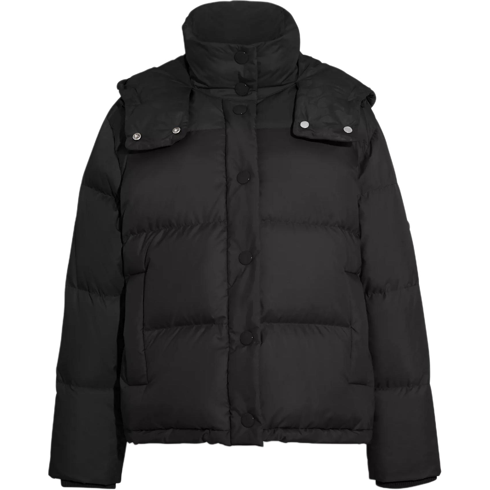 (Women) COACH SS23  Black Hooded Down Jacket with Stand Collar. CB633-BLK