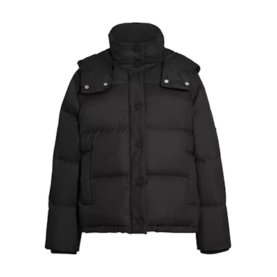 (Women) COACH SS23 Black Hooded Down Jacket with Stand Collar. CB633-BLK
