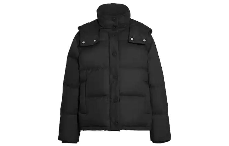 Order (Women) COACH SS23  Black Hooded Down Jacket with Stand Collar. CB633-BLK