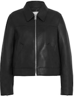 (Women) COACH SS23 Black Leather Jacket with Zip and Collared Design. CG669-BLK (Women) COACH SS23 Black Leather Jacket with Zip and Collared Design. CG669-BLK