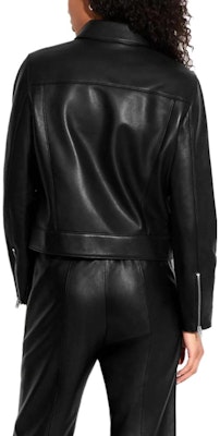 (W) COACH SS23 黑色皮革夾克,拉鍊設計與翻領款式. CG669-BLK Shop (W) COACH SS23 黑色皮革夾克,拉鍊設計與翻領款式. CG669-BLK