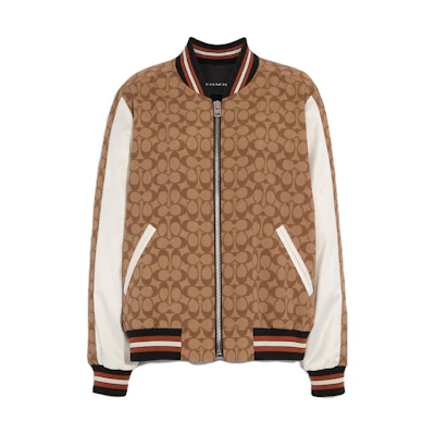 (Women) COACH SS23 Brown Solid Zip-Up Stand Collar Jacket CG666-E7V