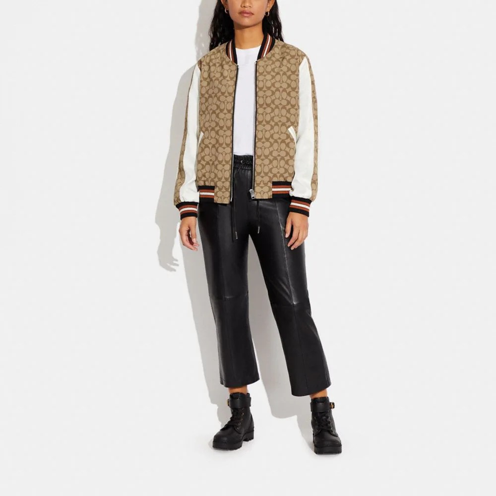 Lookbook (Women) COACH SS23  Brown Solid Zip-Up Stand Collar Jacket CG666-E7V