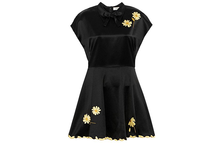 (Women) COACH SS23  Floral Print Short Sleeve Dress Black CJ464-BLC