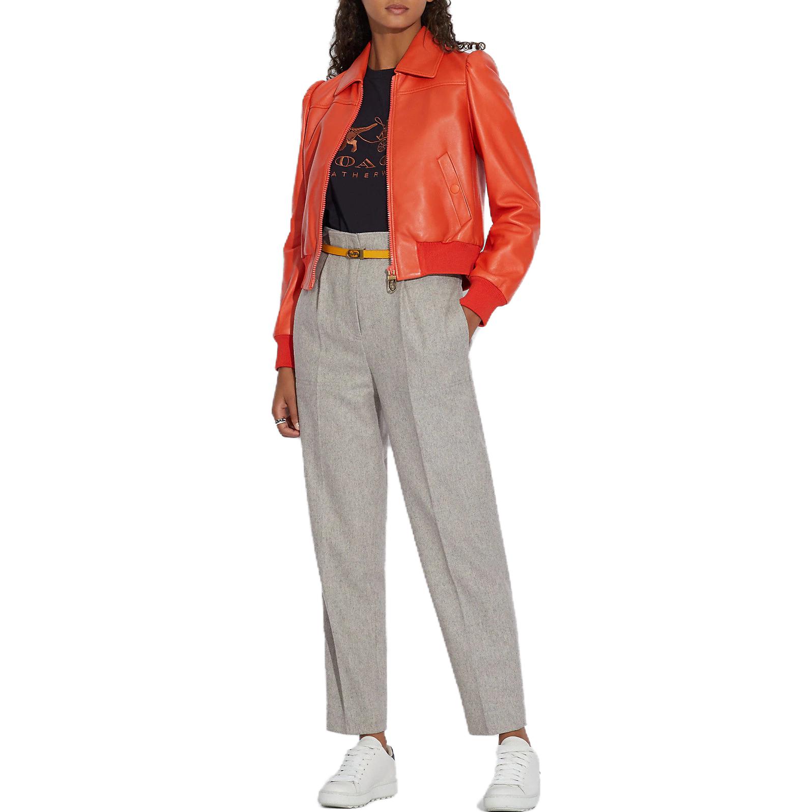 Lookbook (W) コーチ SS23 ハイウエスト ストレートレッグ カジュアルパンツ グレー. C0436-GRY