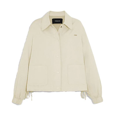 (Women) COACH SS23 Ivory White Casual Long Sleeve Single-Breasted Jacket CG065-CHK