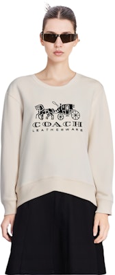(W) コーチ SS23 アイボリーホワイト ロゴ&キャリッジプリント プルオーバースウェットシャツ C9116-CHK Shop (W) コーチ SS23 アイボリーホワイト ロゴ&キャリッジプリント プルオーバースウェットシャツ C9116-CHK