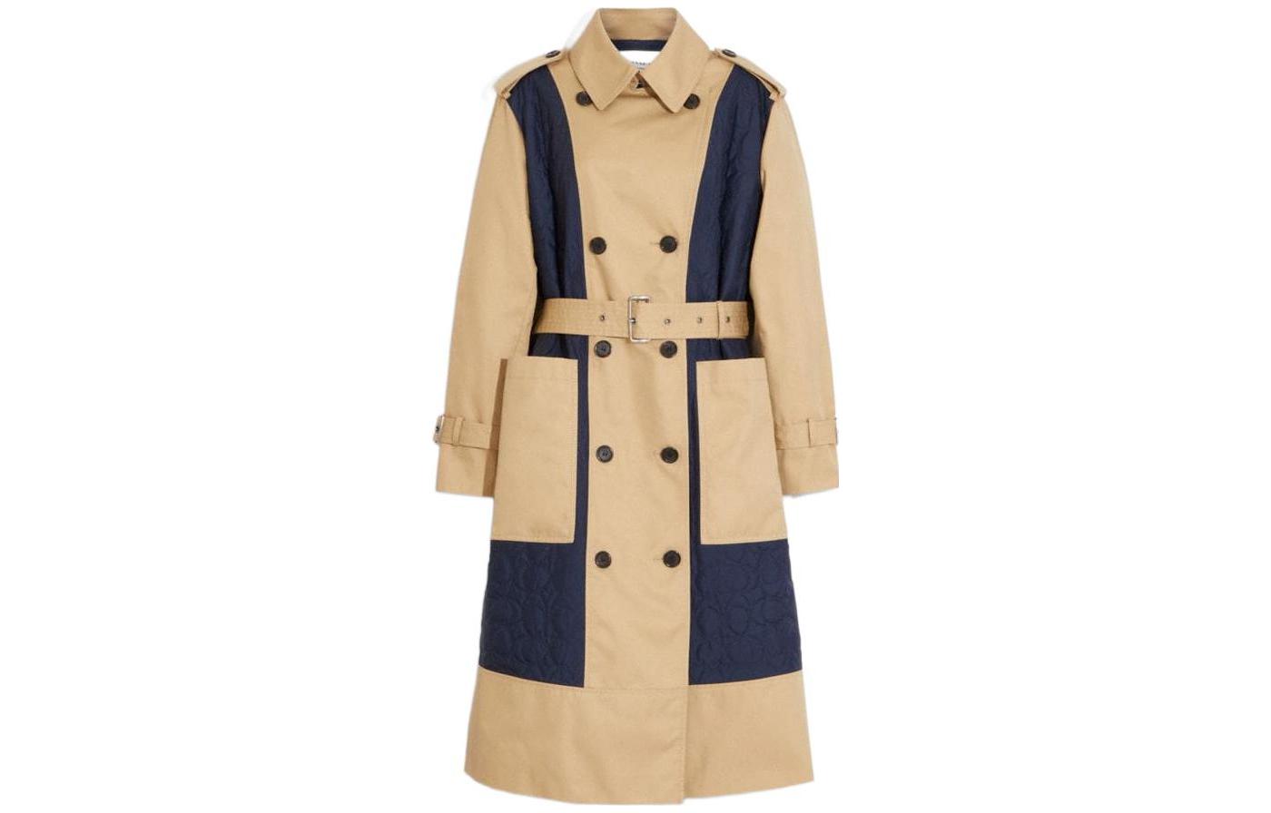 (Women) COACH SS23  Khaki Color-Block Double-Breasted Trench Coat. CE401-UZR
