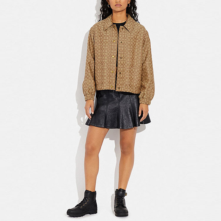 (Women) COACH SS23  Khaki Single-Breasted Jacket with Logo Print. CG097-E7V 圖 4