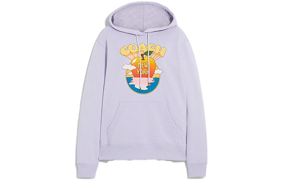 (Women) COACH SS23  Light Purple Hoodie with Logo Print. CJ469-LAV