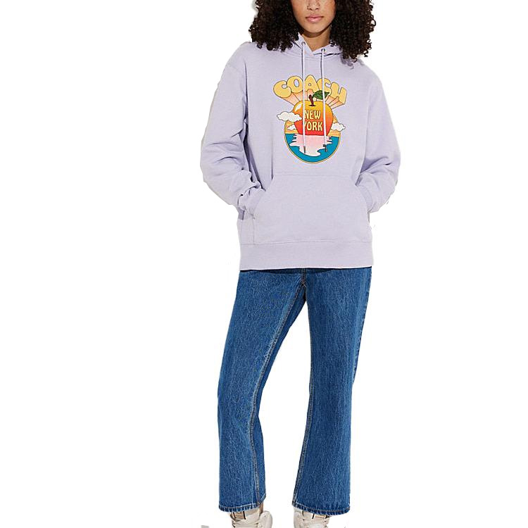 (Women) COACH SS23  Light Purple Hoodie with Logo Print. CJ469-LAV 圖 3