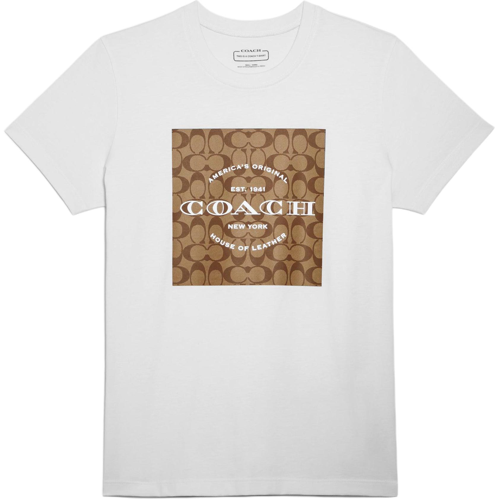 (Women) COACH SS23  Logo Print Crewneck Short Sleeve T-Shirt in White. C8775-WHT