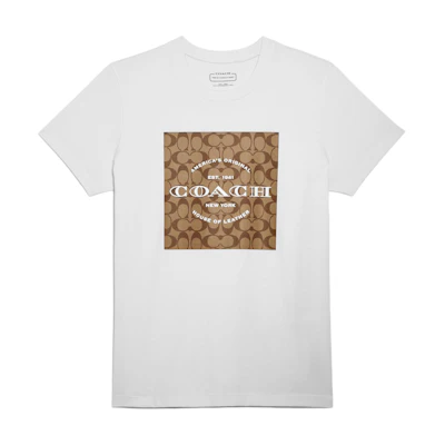 (Women) COACH SS23 Logo Print Crewneck Short Sleeve T-Shirt in White. C8775-WHT