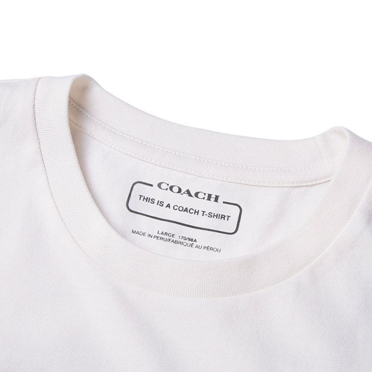 Details for (W) COACH SS23 Kaos Putih Lengan Pendek Crewneck dengan Logo Print. C8775-WHT