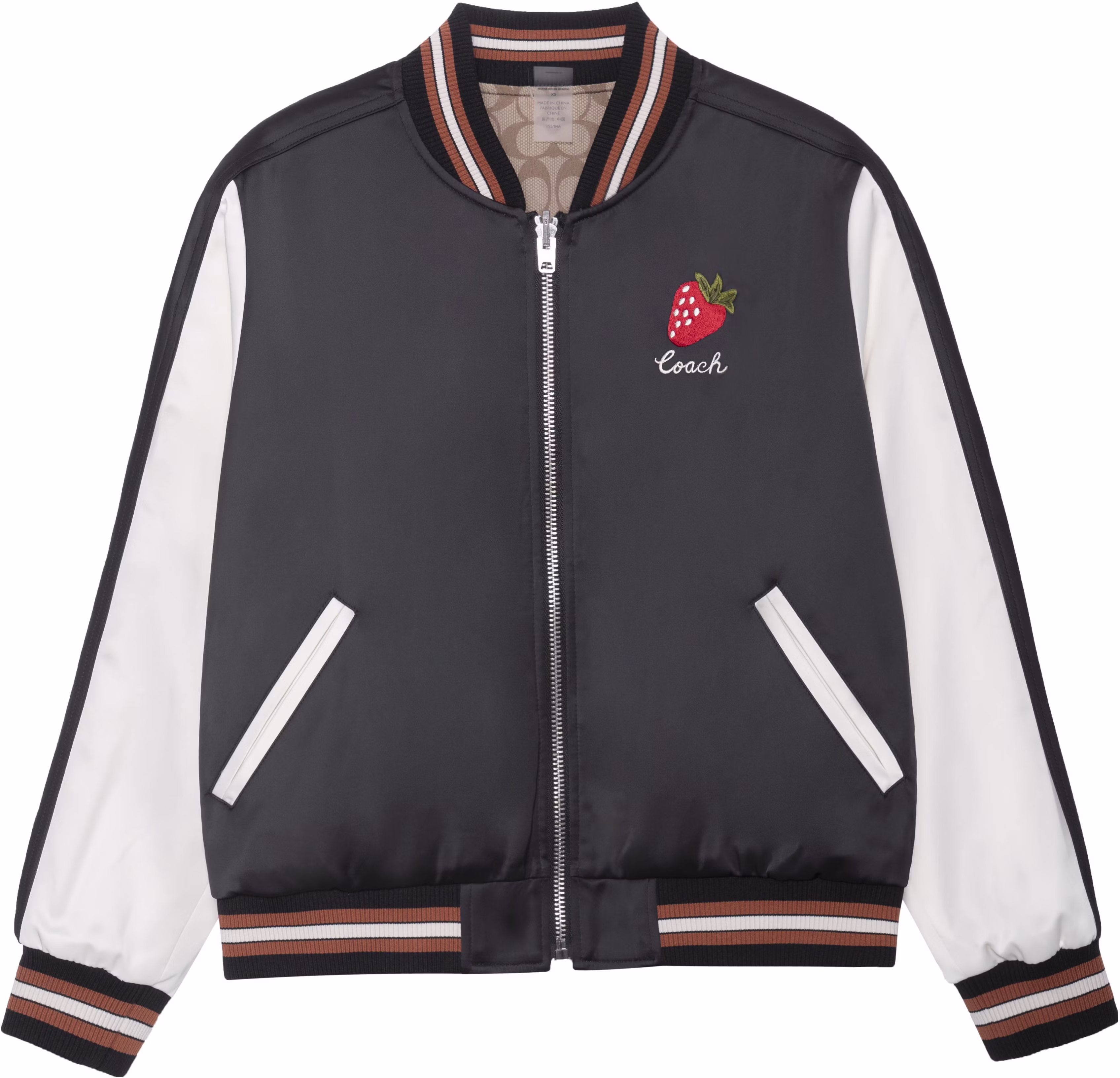 women-coach-ss-23-reversible-strawberry-embroidered-black-baseball-jacket-cg-460-blk