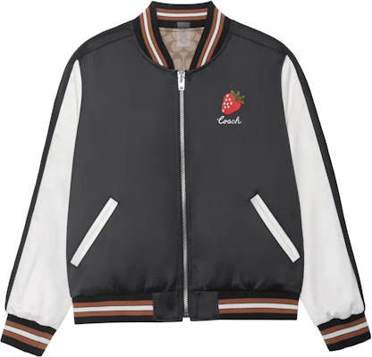 (Women) COACH SS23 Reversible Strawberry Embroidered Black Baseball Jacket CG460-BLK Order (Women) COACH SS23 Reversible Strawberry Embroidered Black Baseball Jacket CG460-BLK